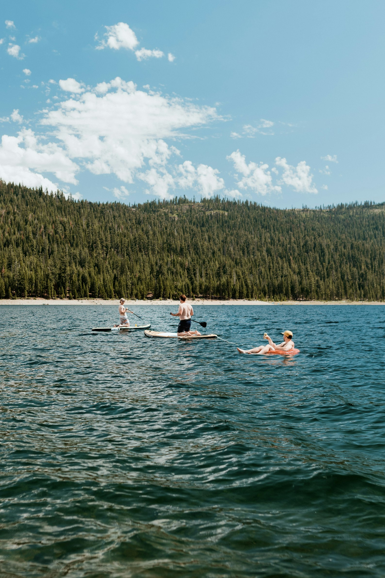 Person diving into lake